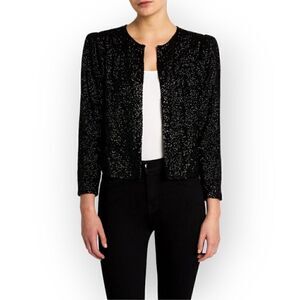 VTG Silky Nights 100% silk beaded embroidered open front cardigan long sleeve L